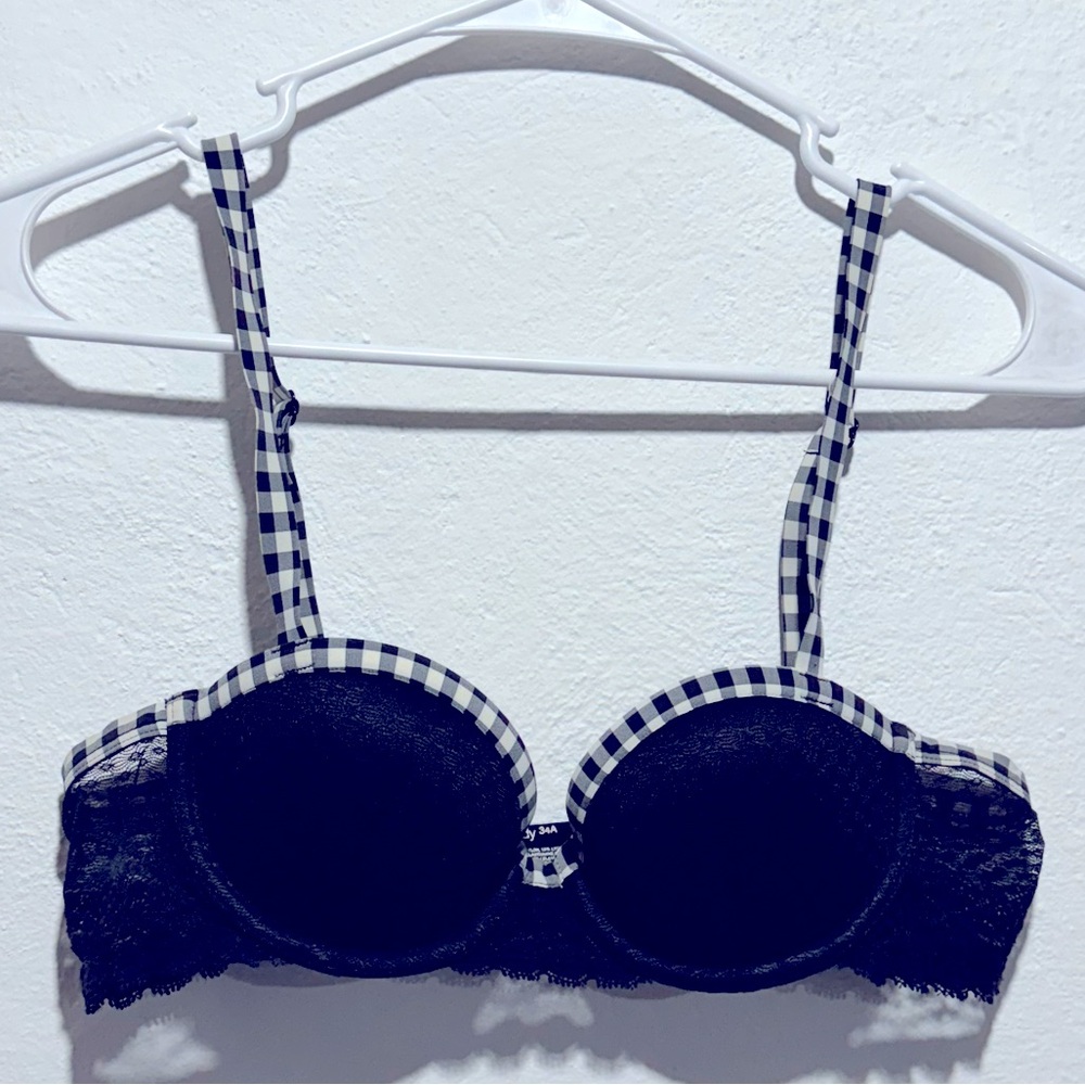 Checkered Black Lace Bra GAP BODY 34A